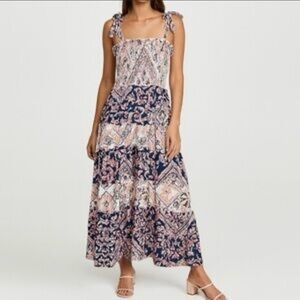 NWT:Anthropologie Abel The Label Tiered Tie Shoulder Floral Paisley Maxi Dress•M